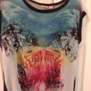 Cato butterfly shirt Sz L